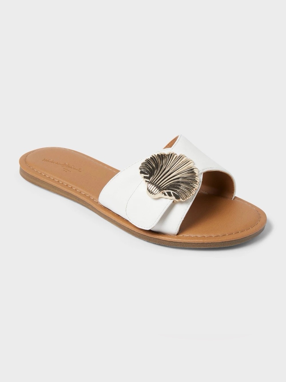 Nesryn Shell Ornament Slide Sandals - Universal Thread - white - size 9 - new